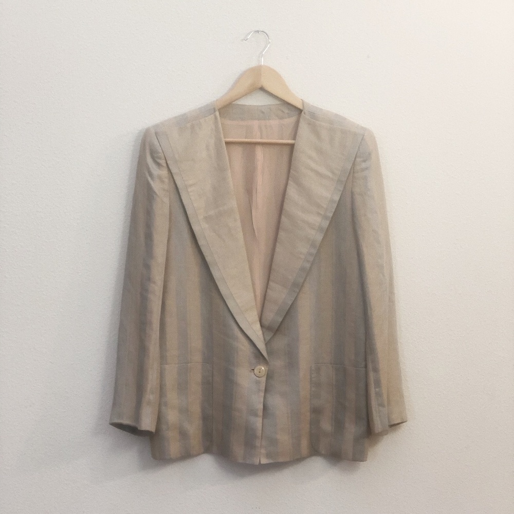 Tahari | Striped Blazer Low Cut | Sheen Linen